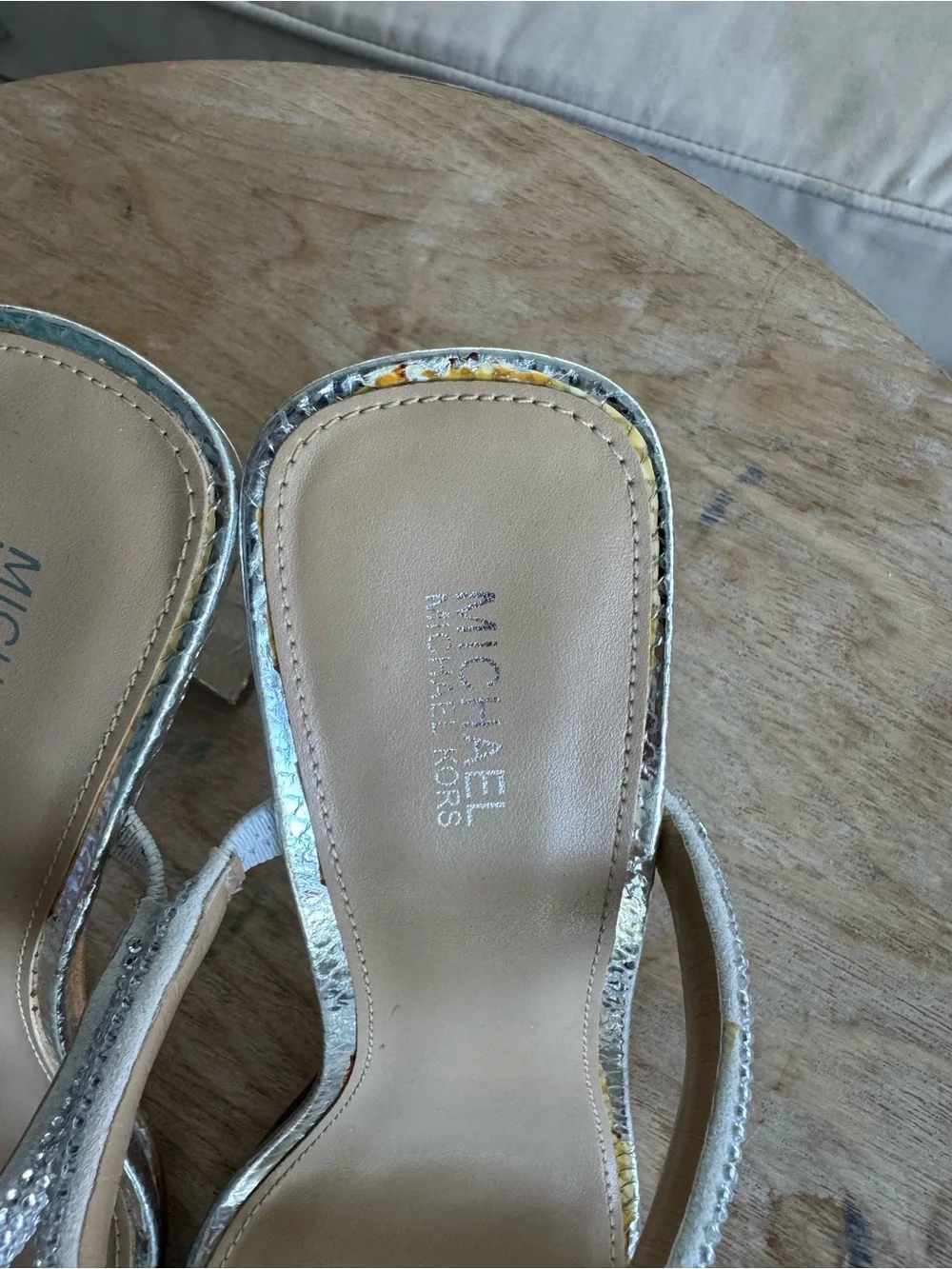MICHAEL KORS Clara Embellished Silver Metallic Snake Embossed Sandal US 7 - Picture 5 of 6